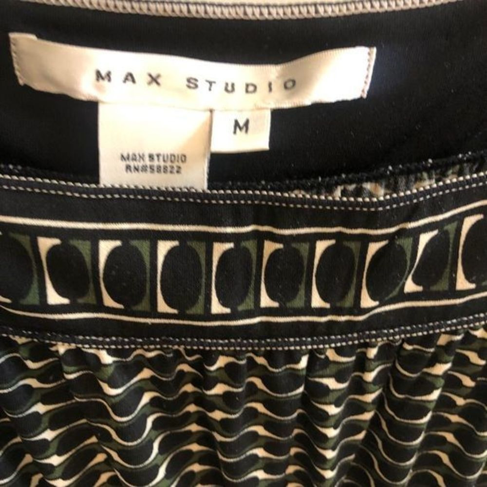 Max Studio Flutter Cap Sleeve Geometric Design Midi Dress Size Medium - Picture 4 of 7
